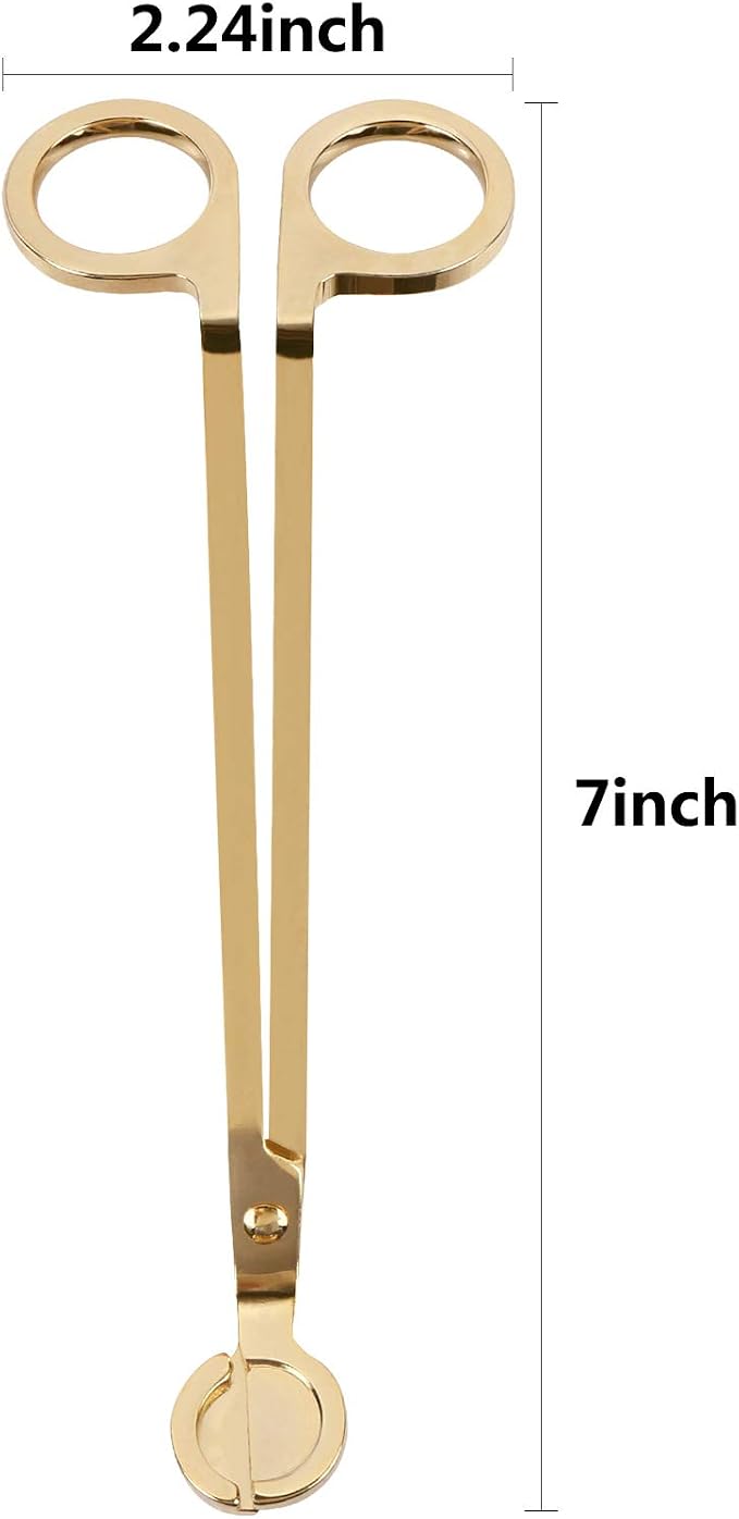 Candle Wick Trimmer, Polished Stainless Steel Wick Clipper Cutter, Reaches Deep Into Candles To Cut Spent Wicks for Holiday Use, Gold