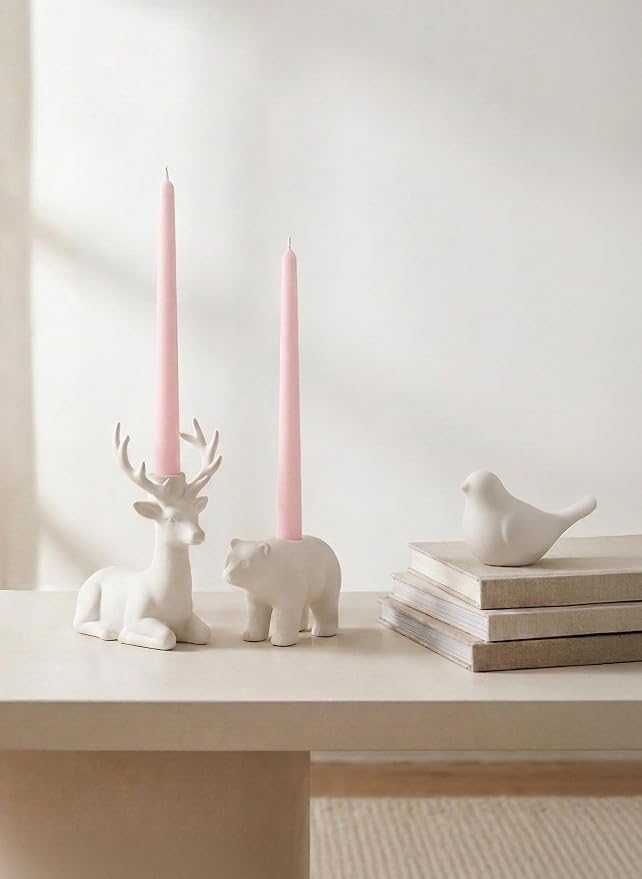 12PK 10" Classic Taper Candles, Pale Pink, 7-8 Hours Long Burning, Unscented Tall Candlesticks