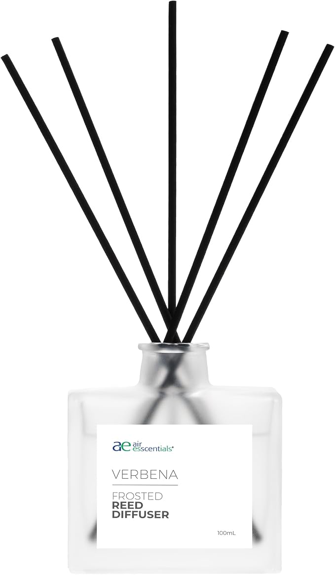 Air Esscentials Frosted Verbena Reed Diffuser Set - Decorative Fragrance Diffuser & Oil for Bathroom & Home | Long-Lasting Aroma | Natural Scent Sticks | Essential Oils & Botanicals| 100mL
