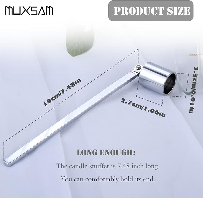 MUXSAM 1Pc 7.5x0.9in Candle Extinguisher Snuffer Candlesnuffers with Long Handle & Straight Tube for Tea Light Candles Wedding Altar Fireplace Church Wedding Candle Fire Extinguishing(Silver.)