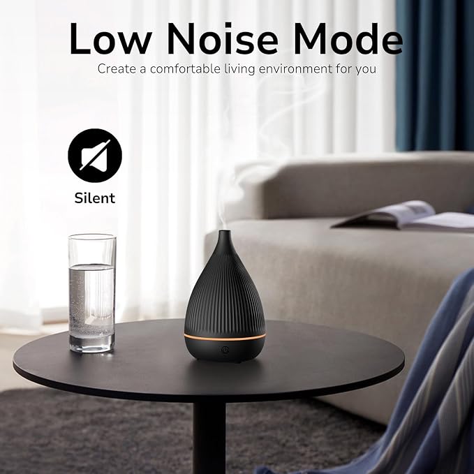 Ultrasonic Essential Oil Diffuser, Home Fragrance Aroma Diffuser with Auto Shut-Off, Color Change Night Light & Ultra-Quiet Operation, BPA-Free Portable Aromatherapy Humidifier for Home (Black)