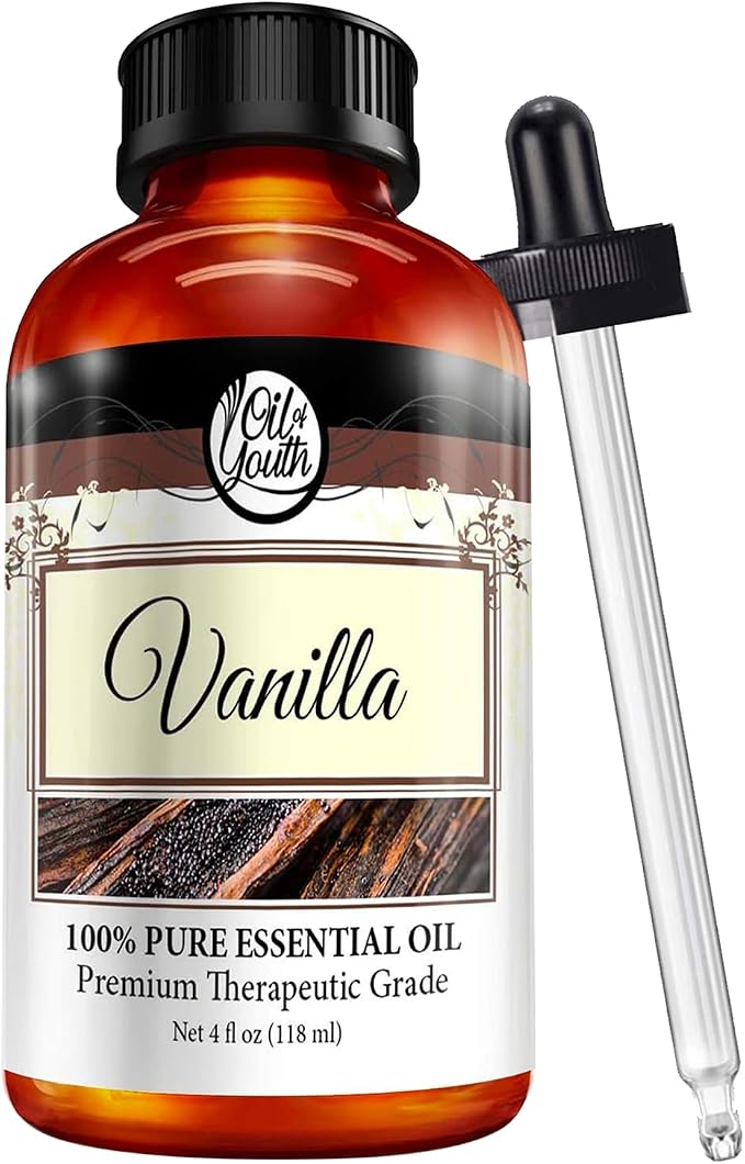 Oil of Youth Vanilla Essential Oil 4oz – Aromatherapy Oil for Candle Making, Diffuser & More