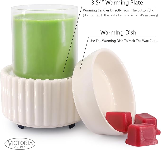 VICTORIA AROMA Ceramic Wax Melt Warmer 3-in-1 Candle Wax Warmer for Scented Wax Melter Electric Fragrance Wax Burner for Home Office Bedroom Gift & Decor…
