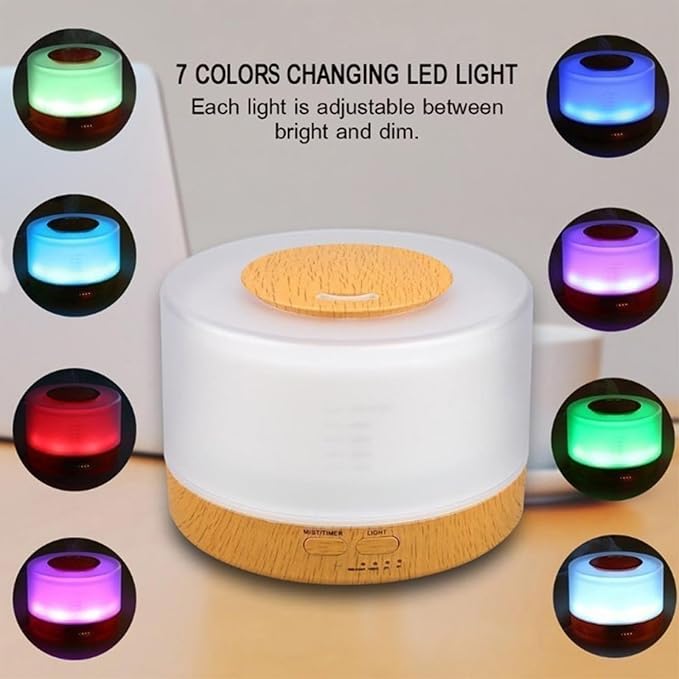 Generic Diffusers 500ml Essential Oil Diffuser with Adjustable Mist Mode, 2024 New Auto Off Aroma Diffuser 7-Colors lignts for Bedroom, Office, Khaki