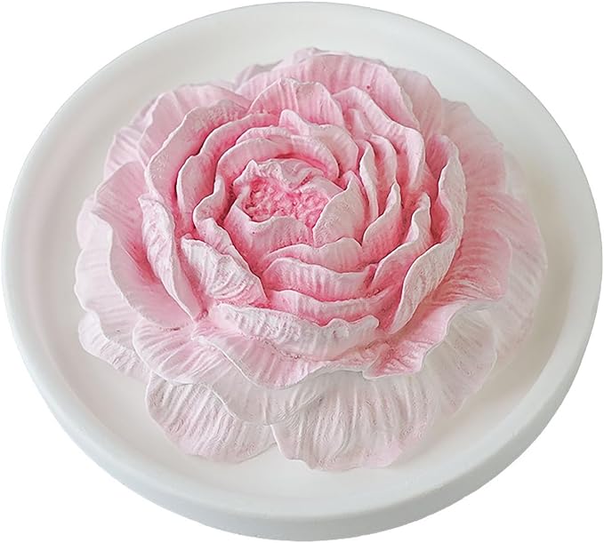 Essential Oil Passive Flower Diffuser with Fragrance -Non-Electric Peony Flower Porcelain Aromatherapy Diffusers for Small Room, Desk Decorative, Bathroom (Pink, White Peach Oolong Scent)