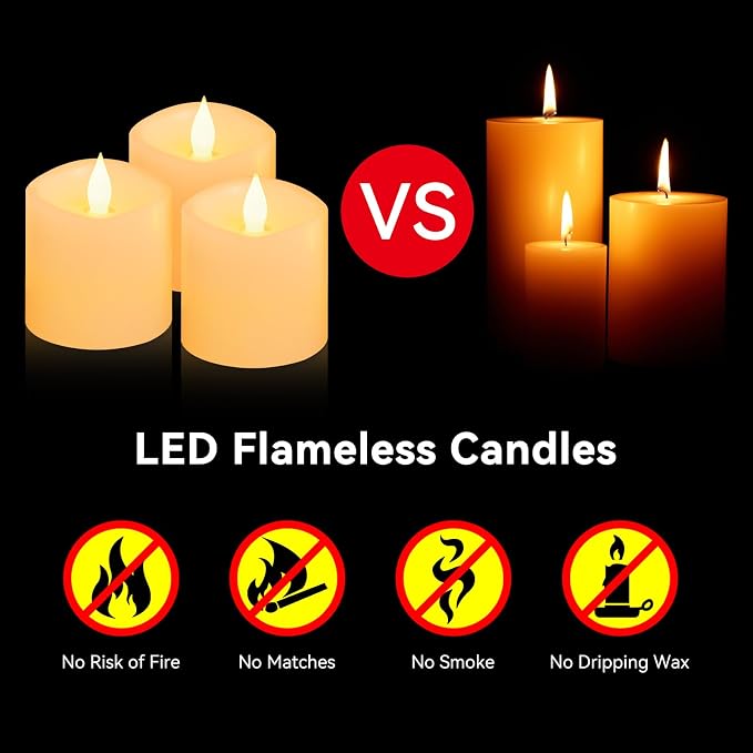 Flameless Candles with Remote & Timer - 3×3'' Ivory Pillar LED Candles Battery Operated,Fake Candles for Indoor Outdoor - Realistic Flickering Flame Holiday Wedding Church Decor (3-Pack)