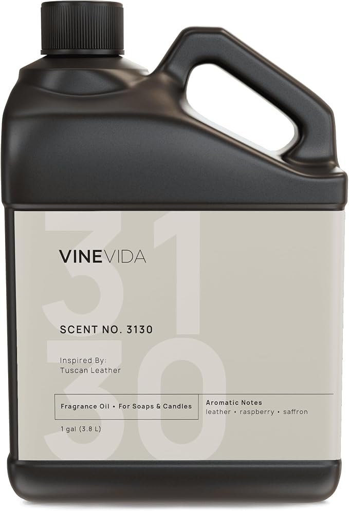 VINEVIDA Scent NO. 3130 Fragrance Oil - 1 Gallon (8lbs) - Inspired by: Tuscan Leather Fragrance Oil for Candle Making - Made in USA Candle Scents Scents for Soap Making