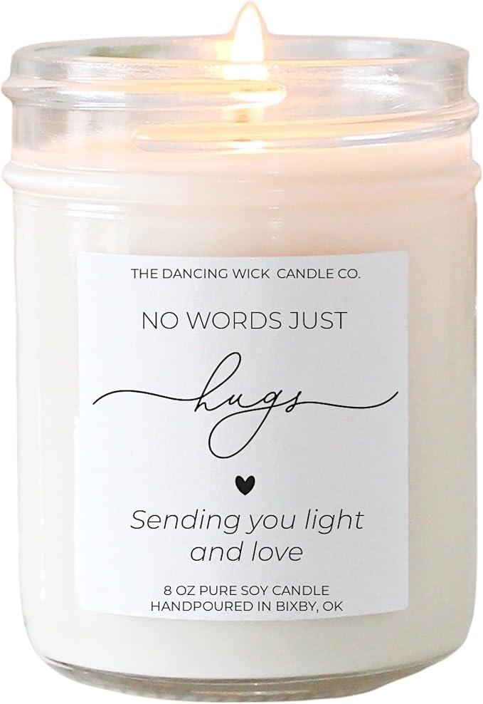 No Words Just Hugs Candle – Warm Wishes Scented Soy Wax – Cozy & Comforting, Sympathy, Support Gift– 8oz, Hand-Poured – Made in the USA (Hugs)
