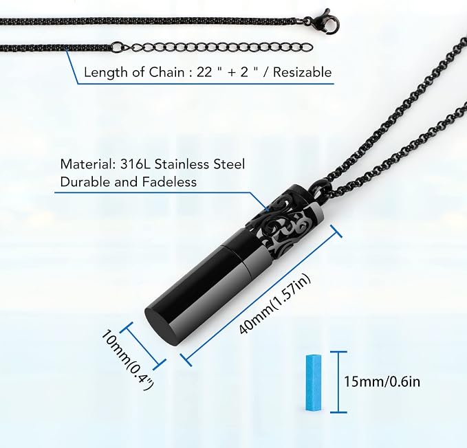 Maromalife Essential Oil Diffuser Necklaces for Women, 2PCS Aromatherapy Necklaces Stainless Steel Diffuser Locket Pendant Cylinder with 20 Felt Pads, Aroma Necklaces Gift Set for Mothers Day