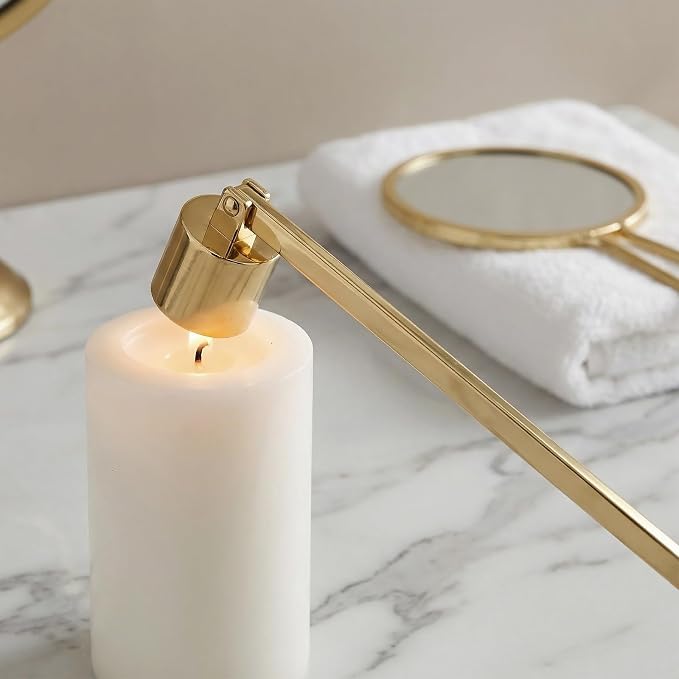 6 PCS 6.3 Inch Candle Snuffer Accessory, Stainless Steel Golden Candle Extinguisher with Long Handle and Straight Tube, Candlesnuffers Extinguish Candle Wicks for Tea Light Candles