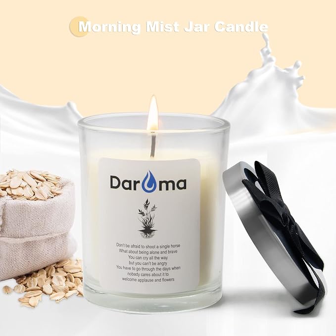 Scented Jar Candle, Daroma Aromatherapy Candle with 100% Natural Soy Wax and Essential Oil, Long Burning Candle, Relaxing for Bath, Yoga, Work, Holiday Gifts for Birthday, Christmas, Morning Mist