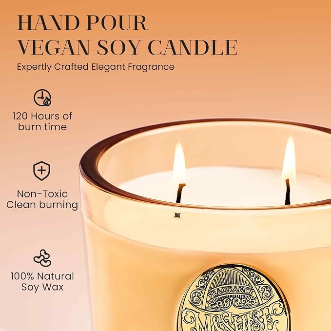 M&SENSE Large Two-Wick Soy Candle | Pumpkin Apple Pie & Orange | 19.8 oz, 120H Burn Time | Luxury Scented Candle for Relaxation, Gifting, Home Décor | Ideal for Bedroom, Office, Party Ambiance