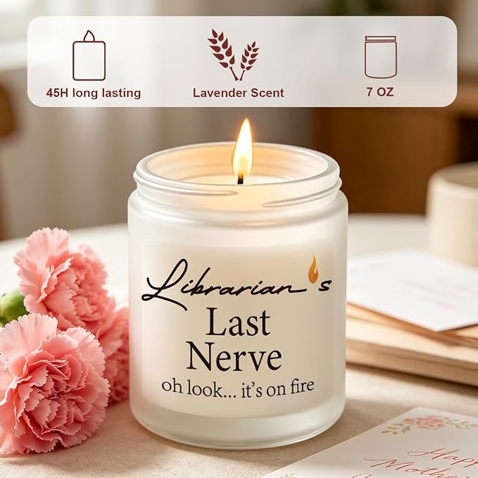 Librarian Gifts for Women Appreciation Gifts for Women Friends Christmas Birthday Gift for Family Sisters Personal Librarian Novelty Lavender Scented Soy Candle Gift
