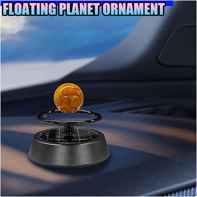 Solar Car Air Diffuser, Alloy Planet Rotating Aromatherapy Diffuser, Funny Car Dashboard Ornament, Vehicle Interior Decoration Accessories for Men, Women(Black)