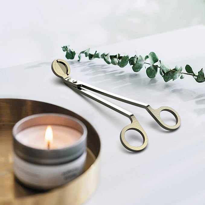 Candle Wick Trimmer, Wick Cutter with Sharp Angled Blades Candle Scissors for Candle Care, Brushed Stainless Steel in Elegant Bronze Fishing, Sturdy Antique Wick Trimmer