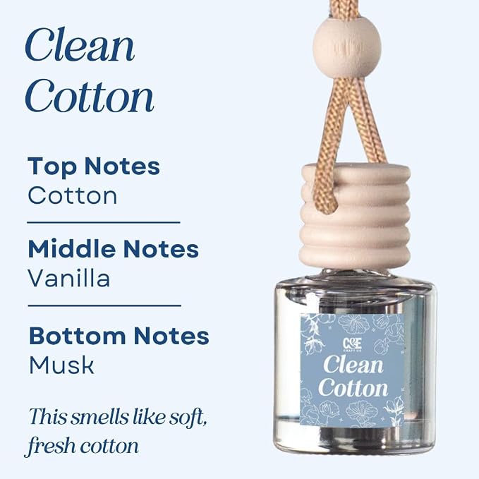 CANDECraftCo Car Air Hanging Fragrance Oil, Car Auto Freshener for Essential Oils, Scents Fragrance Aromatherapy Automobile Diffuser, Long Lasting (Fresh Linen + Clean Cotton)