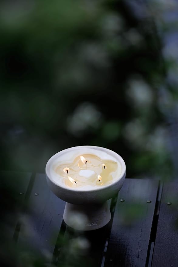 Blueme Spiritual Candle | Palo Santo & Vetiver | 5 Wick - Refillable Wellness Candle with Essential Oils, Hand Finished & Poured Soy Wax Blend Ceramic Vessel, Natural Cotton Wicks | Large 24 oz