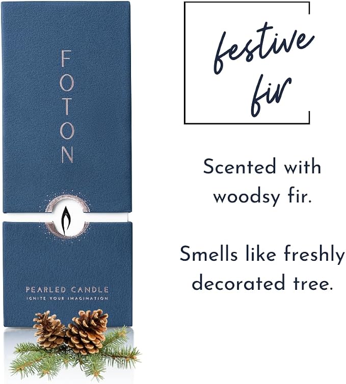 Foton Pearled Candle 18 Oz - Festive Fir Christmas Tree Scented Non Toxic Long Lasting Powder Wax Sand Candles up to 120 Hours - Refillable Pearl Candle Sand with 30 Wicks