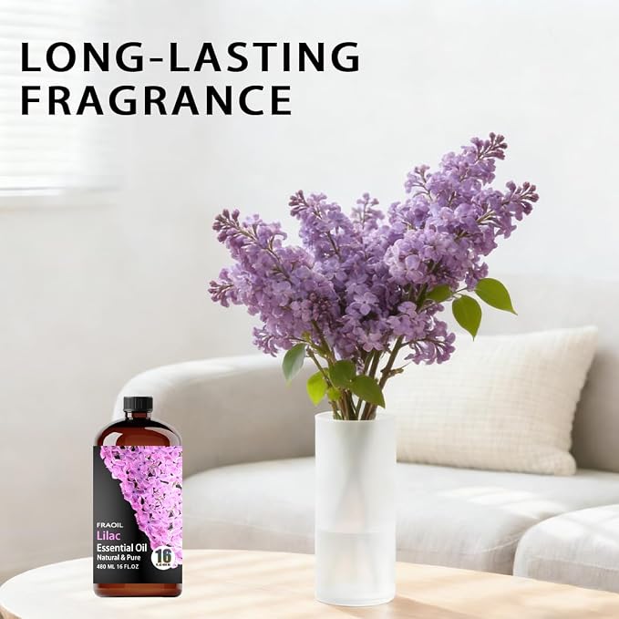 Lilac Essential Oil, Lilac Oil 16 Fl Oz 480 ML for Diffuser Humidifier Yoga Cleaning DIY Candle Soap Making Perfume Gift Essential Oils