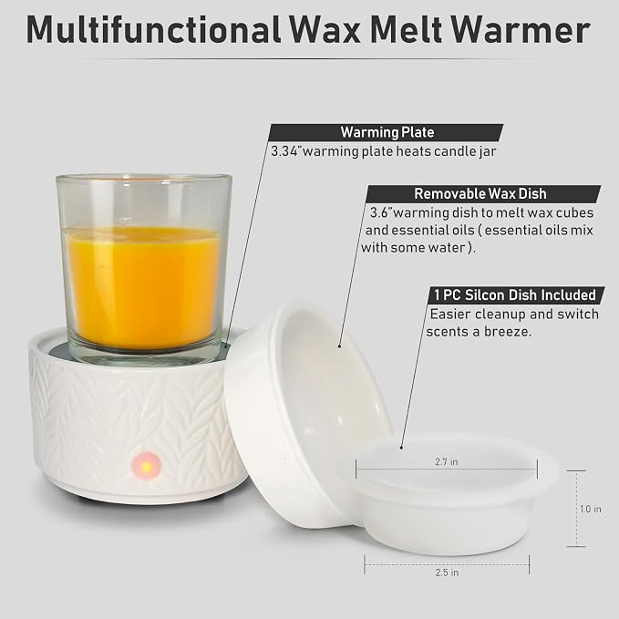 EQUSUPRO Wax Melt Warmer for Scented Wax Melts- Electric 4 in-1 Ceramic Candle Wax Warmer Burner Fragrance Wax Melter for Home Office Bedroom Living Room Decor & Gifts for Women