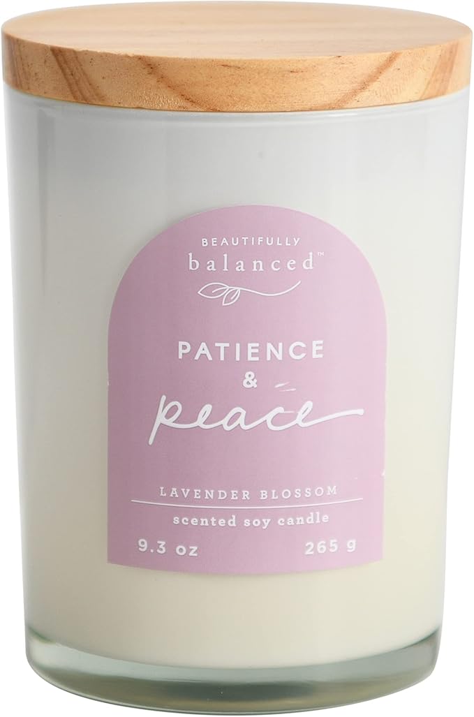 Scented Lidded Glass Soy Candle, Patience + Peace 9.3 oz.