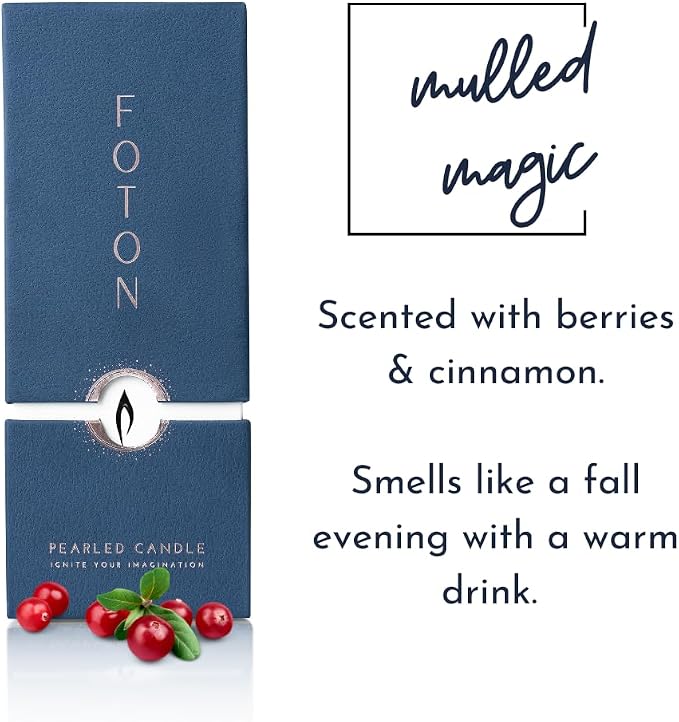 Foton Pearled Candle 18 Oz - Mulled Magic Fall Scent Non Toxic Luxury Long Lasting Powder Wax Sand Candles up to 120 Hours - Refillable Pearl Foton Candle Sand with 30 Wicks