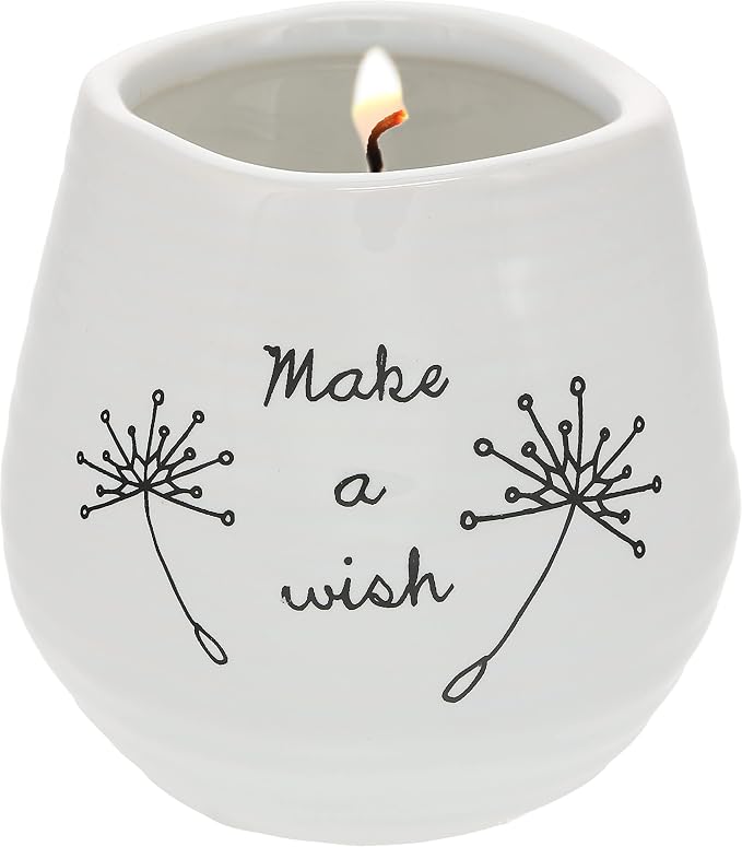 Pavilion - Make a Wish White Ceramic Soy Serenity Scented Candle, 8 oz