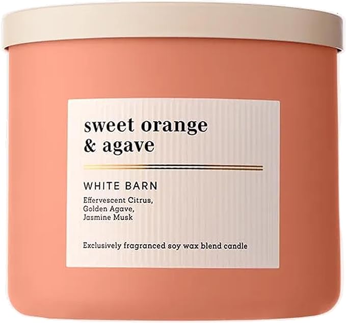 Bath & Body Works 3-Wick Candle, Sweet Orange & Agave Citrus Candle, Strong Throw, Long-Lasting Burn Up to 45 Hours, Exclusively Fragranced Soy Wax Blend, 14.5 oz - 1 Pack