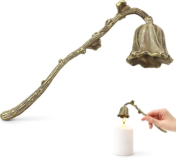 Vintage Candle Extinguisher Snuffer Metal Retro Candle Put Out Tool with Long Handle Antique Gold Candle Stopper Farmhouse Candle Accessories for Home Office Decor (Bronze)