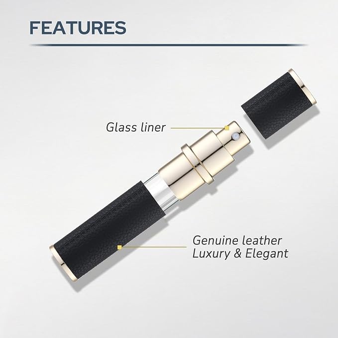 Fusupak Travel Perfume Bottle Refillable - Mini Leather Cologne Atomizer Sprayer Portable - Empty Small Size Fragrance Pump Dispenser Container for Travel Essentials - Small Refill 2 PCS 10ml Blue