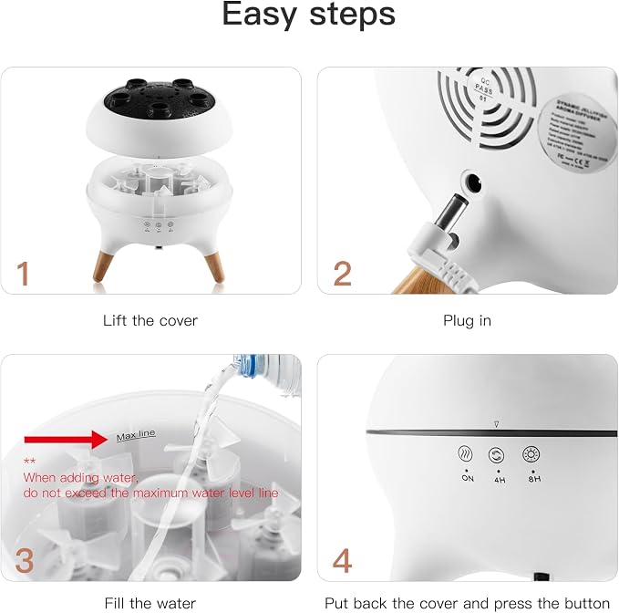 Essential Oil Diffuser 250ML,Jellyfish Diffuser Air Humidifiers Sound Pickup Ultrasonic Aromatherapy Diffuser Remote Control 7 Color Lights for Home Bedroom Office Hotel(White)