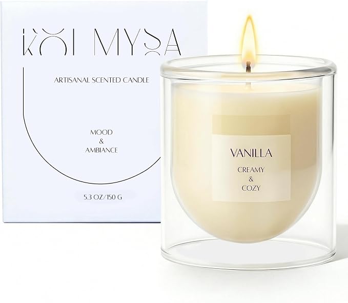 Vanilla Scented Candle for Home Fragrance, Warm Cozy Glass Jar Candle Gifts for Women Girl Friends