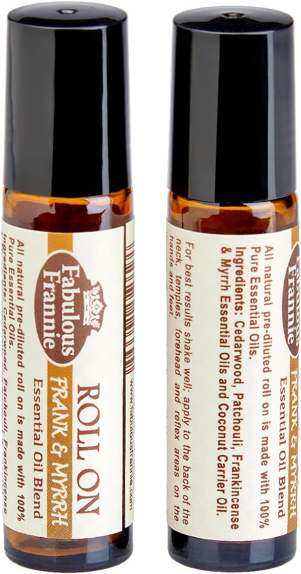 Fabulous Frannie Frankincense and Myrrh Essential Oil Blend Roll On Made with Frankincense, Myrrh, Patchouli & Cedarwood Essential Oils and Coconut Carrier Oil 10ml