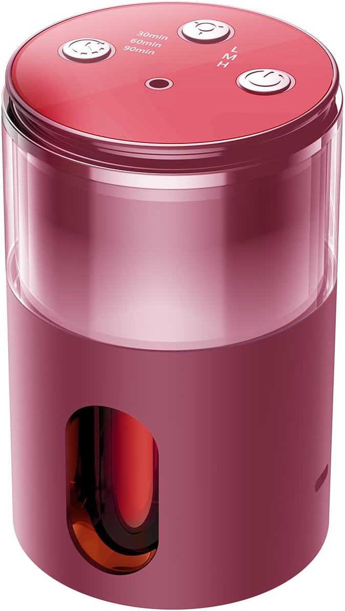 Waterless Essential Oil Diffuser: 𝟗 𝐂𝐨𝐥𝐨𝐫𝐬 𝐋𝐄𝐃 Scent Diffuser for Home&Car&Office - Portable Diffuser with 48H Battery, 4 Timers & 3 Mist Levels, Bright Red