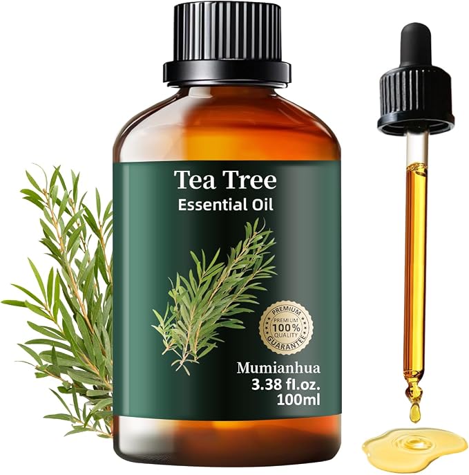Tea Tree Essential Oil Pure, Mumianhua Natural Oil for Outdoor Protective Barrier & Home Purification, Aromatherapy for Diffuser, Skin, Hair, Nail Care, Soap Making – 3.38 Fl Oz