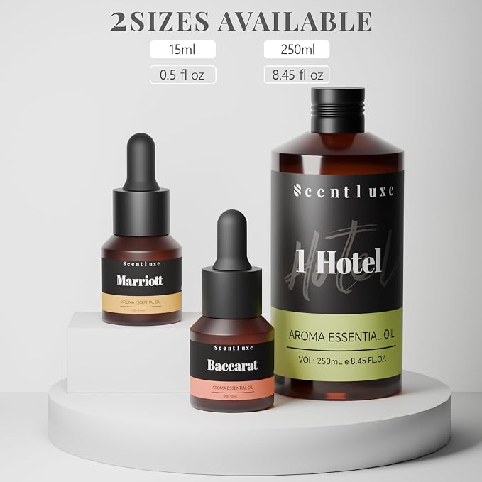 Hotel Scents Baccarat Diffuser Oil 8.45 Fl Oz (250ml), Home Luxury Aroma & Hotel Fragrance Essential Oil - for Aromatherapy Diffuser - Bigger Bottle, Longer Lasting Air Freshener