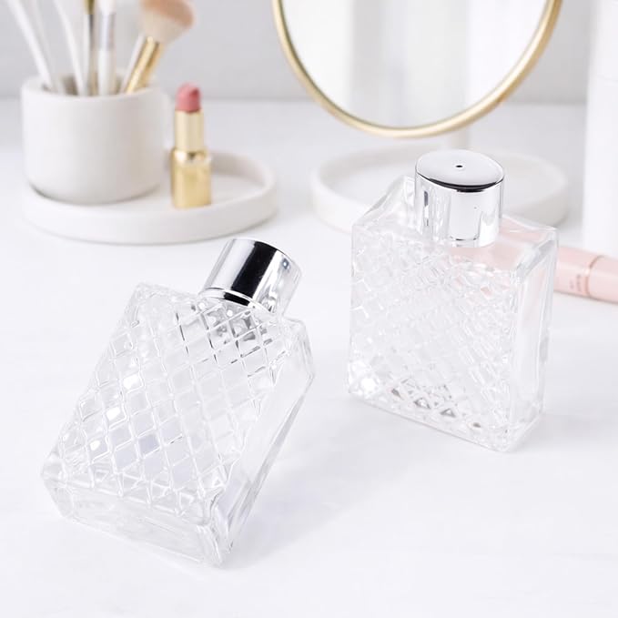 2 Pack 100ml Empty Perfume Bottles Refillable, Glass Perfume Atomizer with Funnels & Droppers, Leak-Proof Travel Perfume Spray Bottles, Fine Mist Sprayer for Cologne Essential Oils