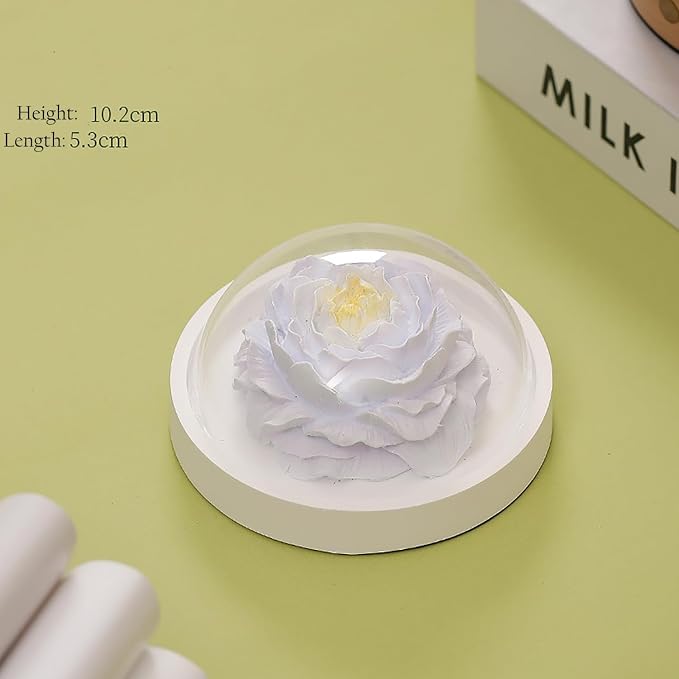 Essential Oil Passive Flower Diffuser -Non-Electric Peony Flower Porcelain Aromatherapy Diffusers for Small Mini Room, Desk Decorative, Bathroom (Purple, Peony)