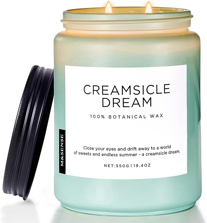 M&SENSE Orange Creamsicle Candle for Home Refresh & Spring Scenting, 19.4oz Soy Wax Candle with 110 Hours Burn Time, Non Toxic, Long Lasting Fragrance Gifts for Women & Mom