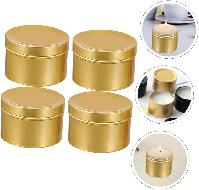 CORHAD 4pcs Aluminum Alloy Candle Jars Lids Scented Candle Holders Portable Travel Storage Containers for Tealight for and Weddings