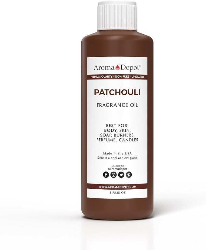 Aroma Depot Patchouli 8 oz Fragrance Oil I Perfume I Skin Oil I Scented Oil. DIY Projects Such as Candles, Bath Bombs, Body Butters, Creams & Lotions. Few Drops in The Diffuser, Burners, or Warmers.