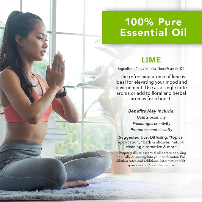SpaRoom Aromatherapy 100% Pure Undiluted Essential Oil, Elevate Lime, 10 mL