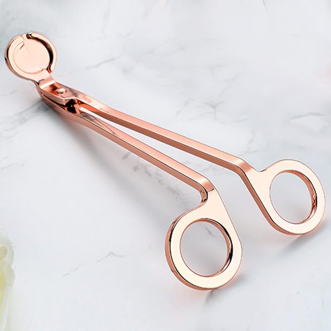 2pcs Candle Wick Trimmer, Polished Wicker Scissors, go deep into The Candle to Cut Spent Chips, Allow The Cleaner to Burn and Prevent Smoke buildup (Rose Gold)