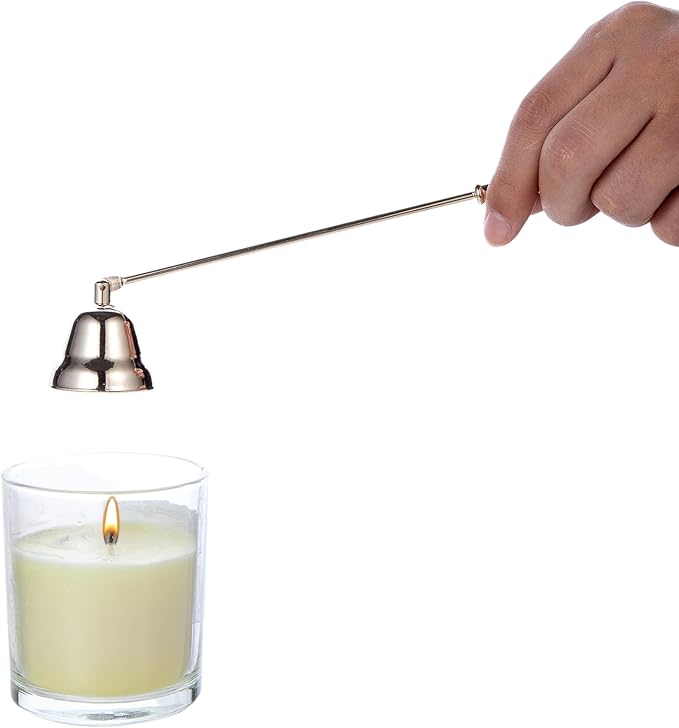 3 in 1 Candle Accessory Set,Large Candle Wick Trimmer Snuffer Extinguisher Dipper with Long Handle,Polished Stainless Steel Candle Wick Scissor Cutter Clipper Kit (Golden)