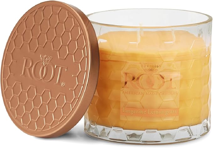 Root Candles Scented Candles Honeycomb Beeswax Blend Premium Handcrafted Candle, 12-Ounce 3-Wick, Tangerine Lemongrass