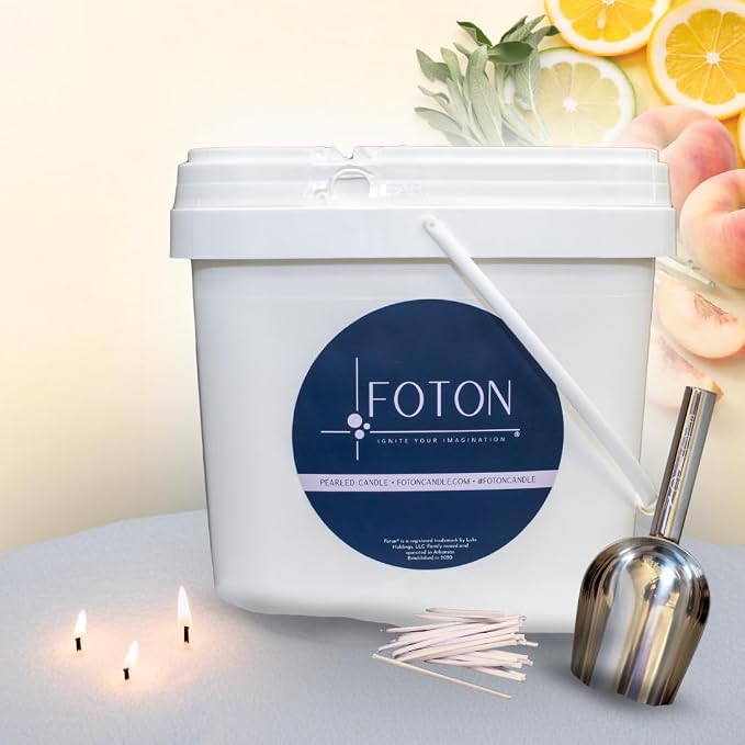 Foton Pearled Candle 9lb - Bulk Sassy Citrus Scented Non Toxic Luxury Long Lasting Powder Candles - Refillable Candle Sand with 100 Wicks for Candle Making
