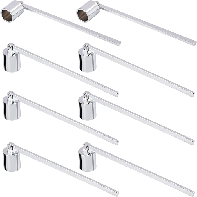8 Pack Silver Candle Snuffer, Premium Stainless Steel Wick Flame Extinguisher, 6.3 Inch Long Handle, Elegant Design for Scented Candles, Wick Snuffer for Candle Lovers