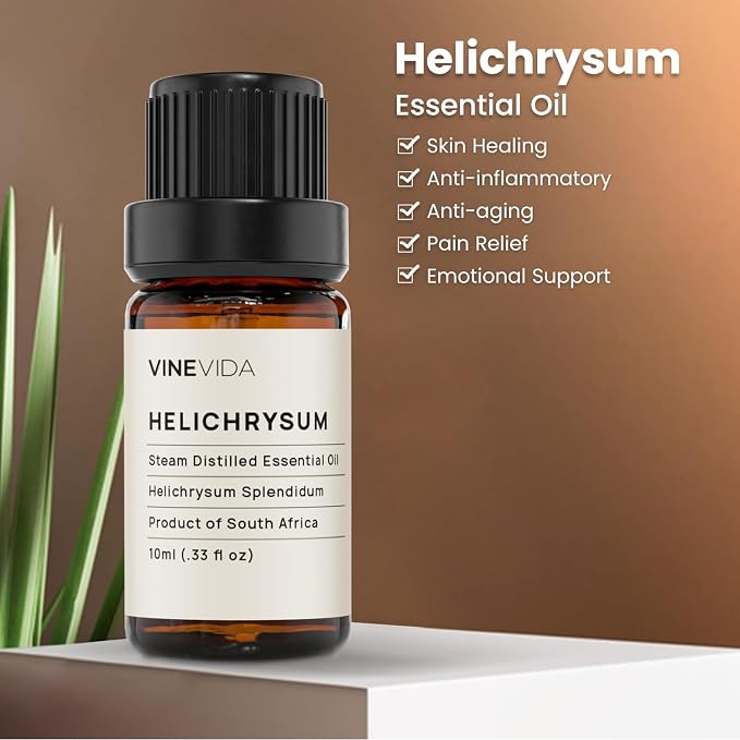VINEVIDA Helichrysum Essential Oil 10 mL - Pure, Undiluted Helichrysum Oil for DIY Candle Scents and Soapmaking - Safe for Skin