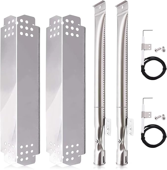Hiorucet Grill Replacement Parts for Nexgrill 2 Burner 720-0864, 720-0864M Grill Models, Stainless Steel Grill Heat Plates, Burners and Igniters Replacement for Nexgrill 720-0864R, 720-0830H.