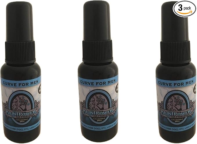 BluntPower (Curve For Men, 3 Pack) Concentrated Air Freshener - Premium Oil Based Air Freshener Spray For Home and Car - Long-Lasting Bathroom Spray, Car Freshener, & Odor Eliminator Spray